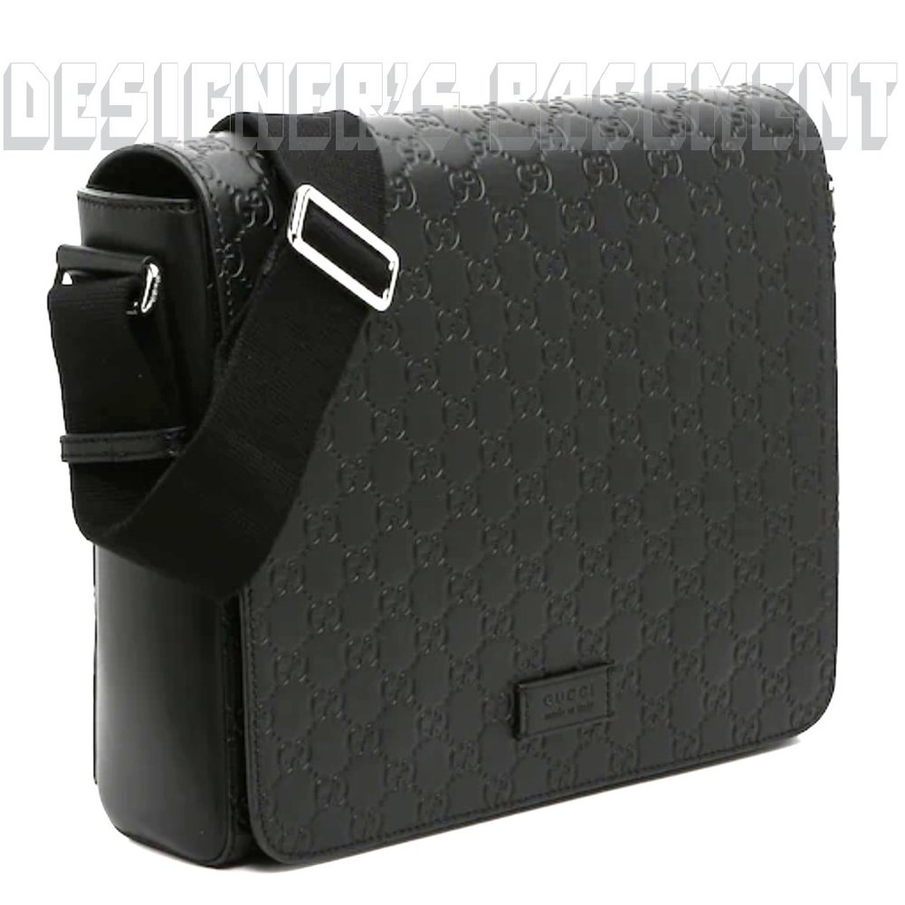 GUCCI black Micro Guccissima embossed leather Messenger crossbody shoulder Bag - Picture 4 of 8